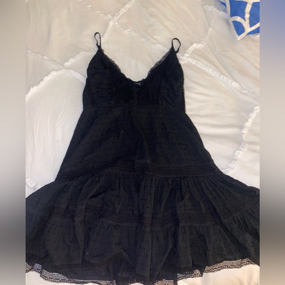 Black lace mini dress